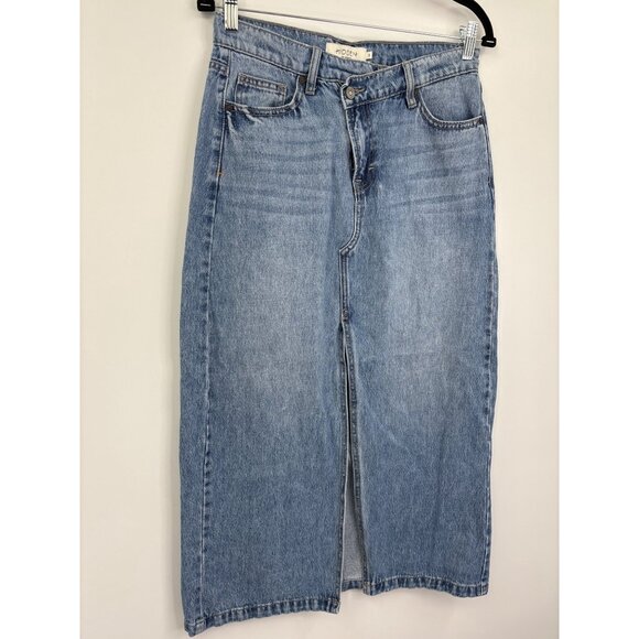 Hidden Midi Front Slit Peyton Denim Jean Skirt Size Small - Picture 4 of 8